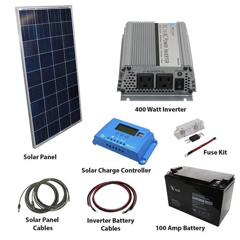 A 400 watt rated panel will run a medium size refrigerator, combined with a 120Ah lithium iron phosphate (LiFeP04) battery and a 500 to 600 watt inverter (pure sine-wave type). . 400 watt solar panel kit with battery and inverter